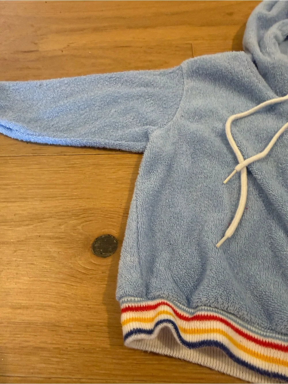 Vintage 70s 80s Carter's Baby Blue Terry Velour submarine rainbow Hoodie